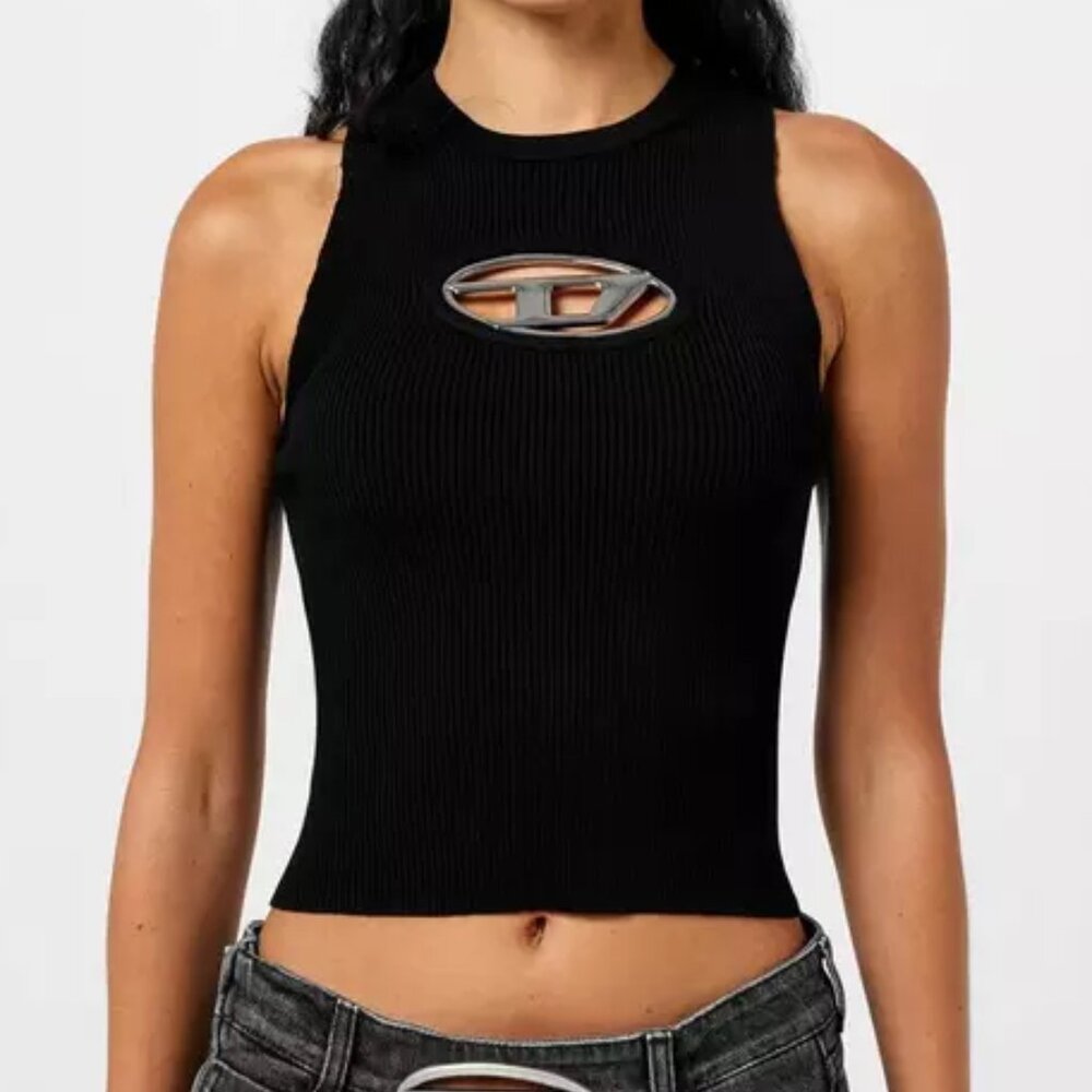 Diesel Logo Cutout Tank Top black